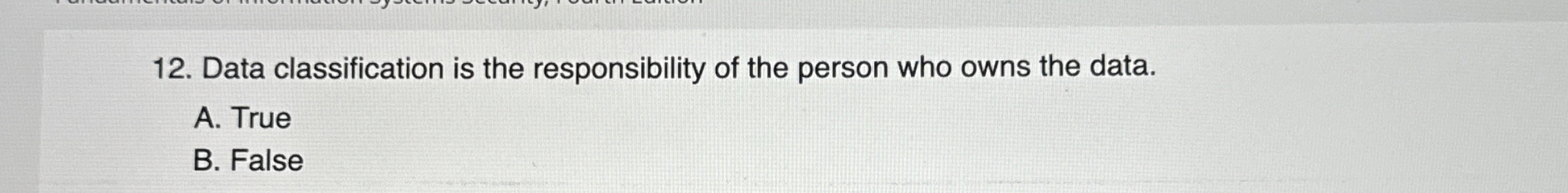 Data classification is the responsibility of the