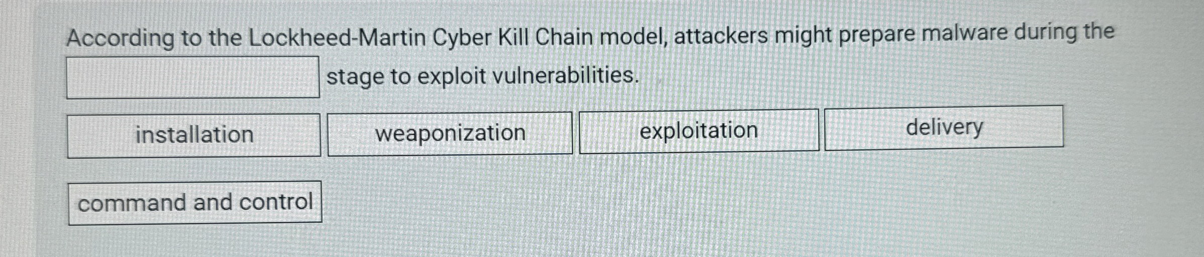 According to the Lockheed - Martin Cyber Kill