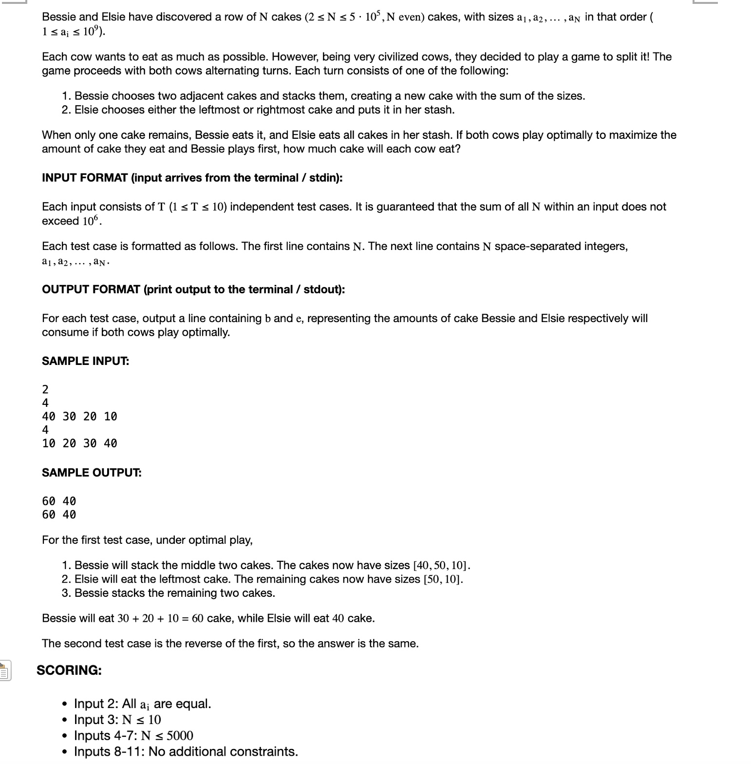 ( Java / C / C + + / py ) Bessie and Elsie have