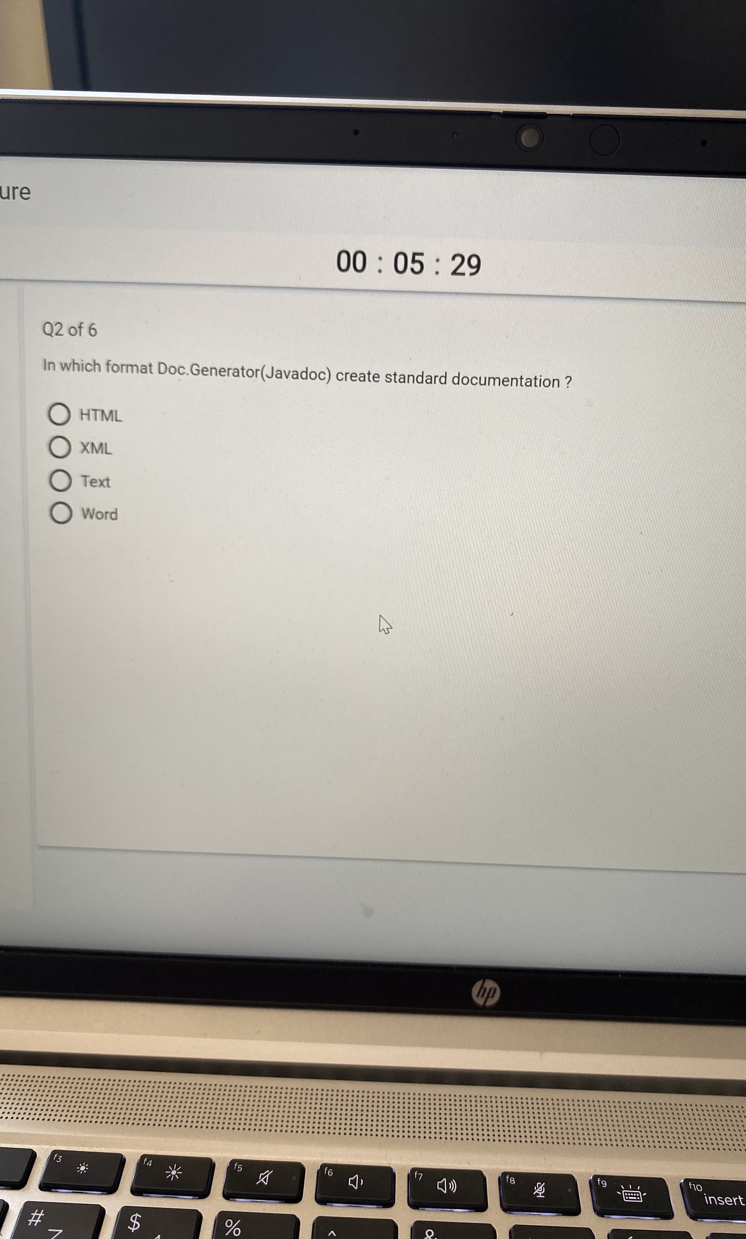 Q 2 of 6 In which format Doc.Generator ( Javadoc