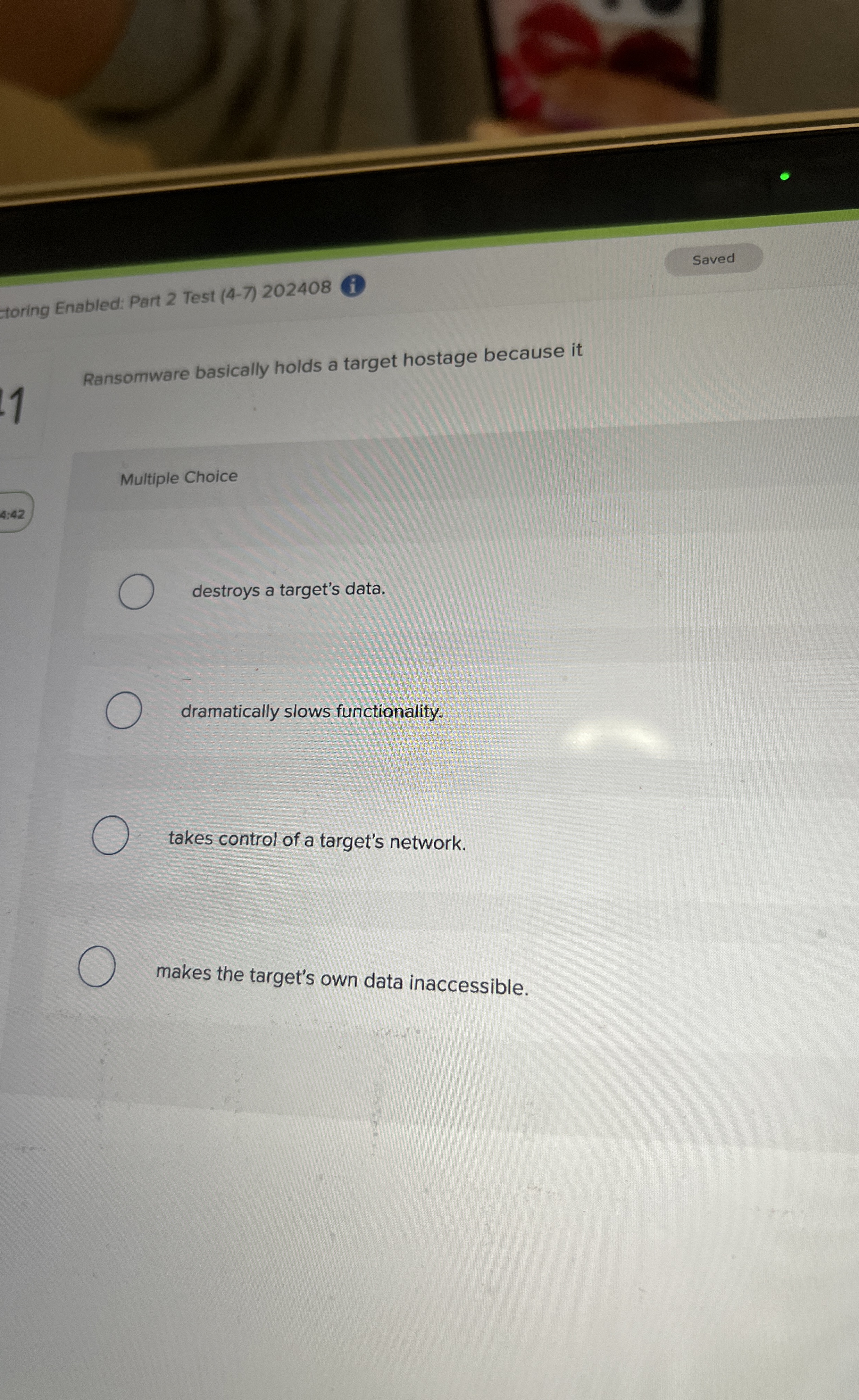 toring Enabled: Part 2 Test ( 4 - 7 ) 2 0 2 4 0 8