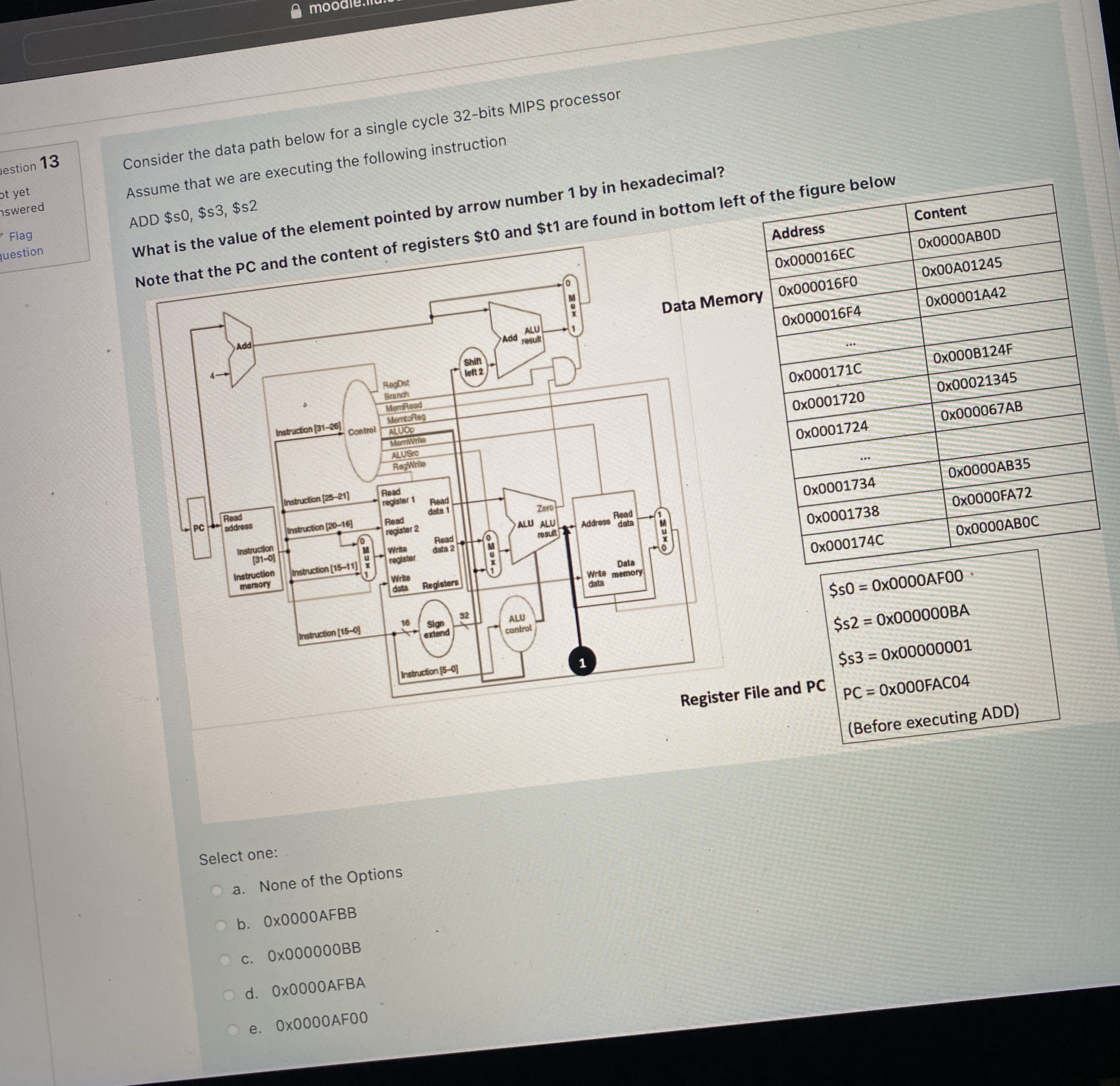 moodie. Consider the data path below for a single