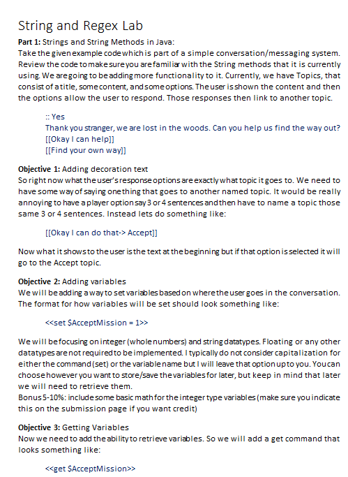 String and Regex Lab Part 1 : Strings and String