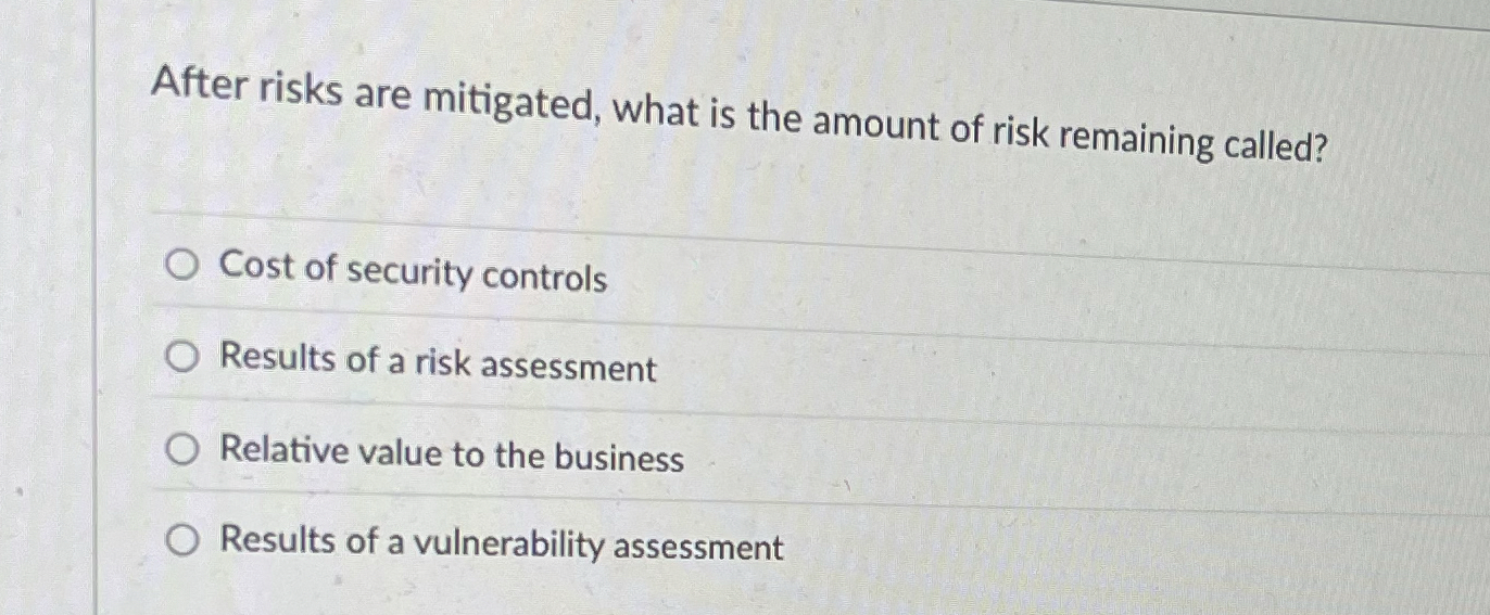 After risks are mitigated, what is the amount of