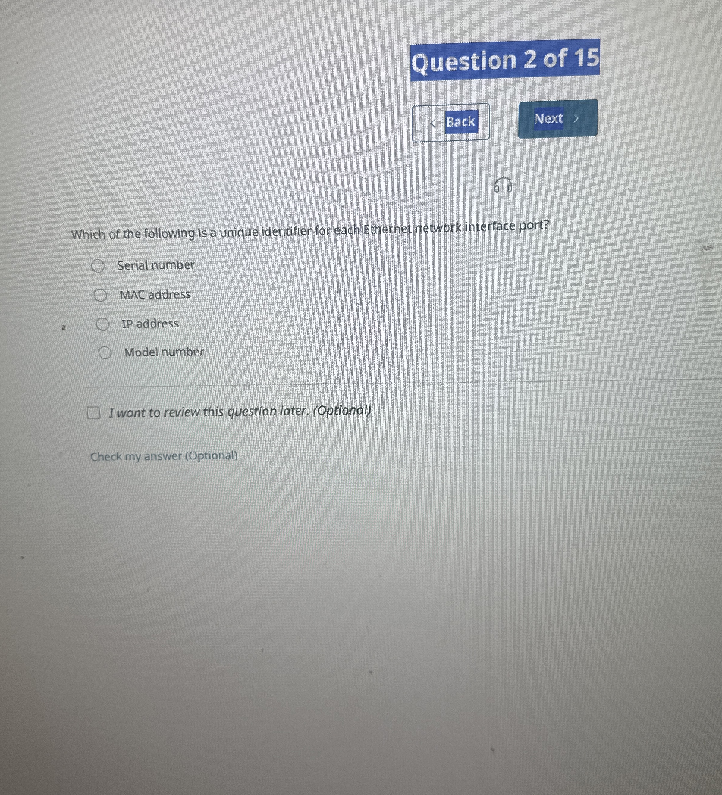 Back Which of the following is a unique