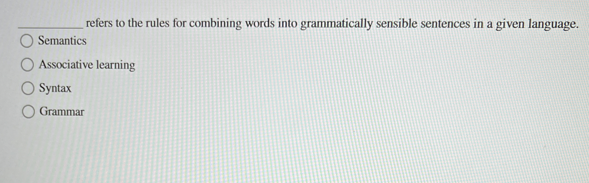 q , refers to the rules for combining words into