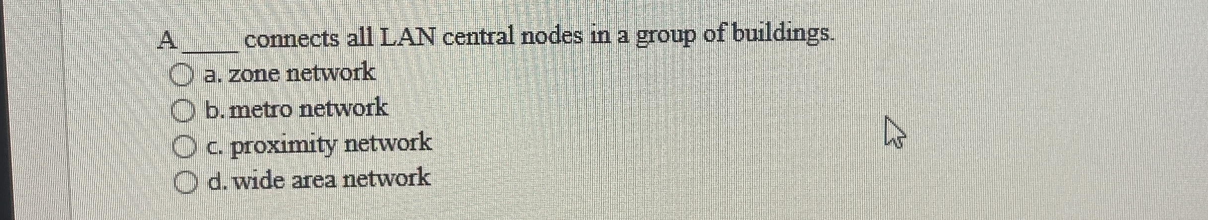 A q , connects all LAN central nodes in a group