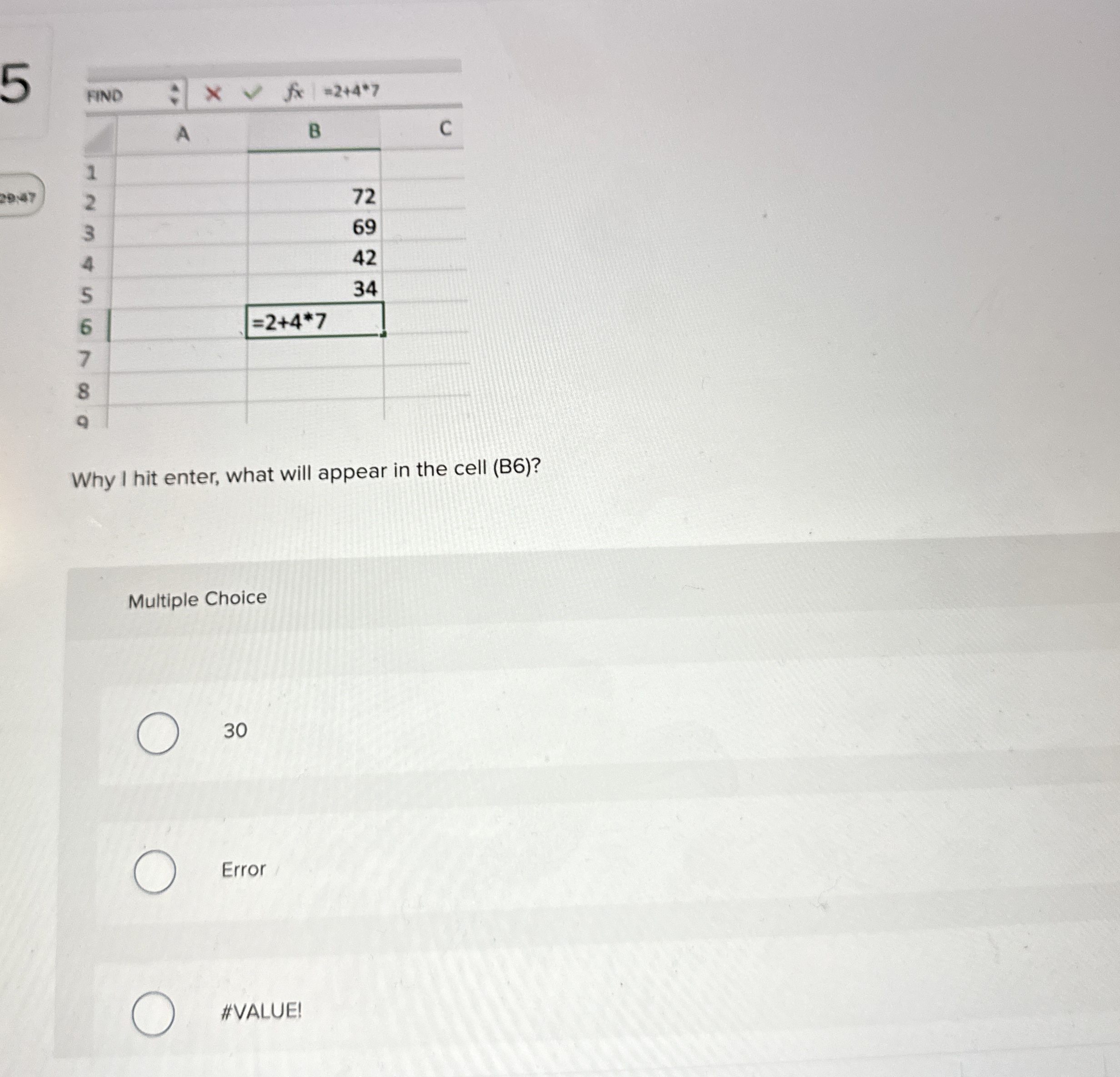 5 \ table [ [ Fino , * , , f x = 2 + 4 * * 7 , ]