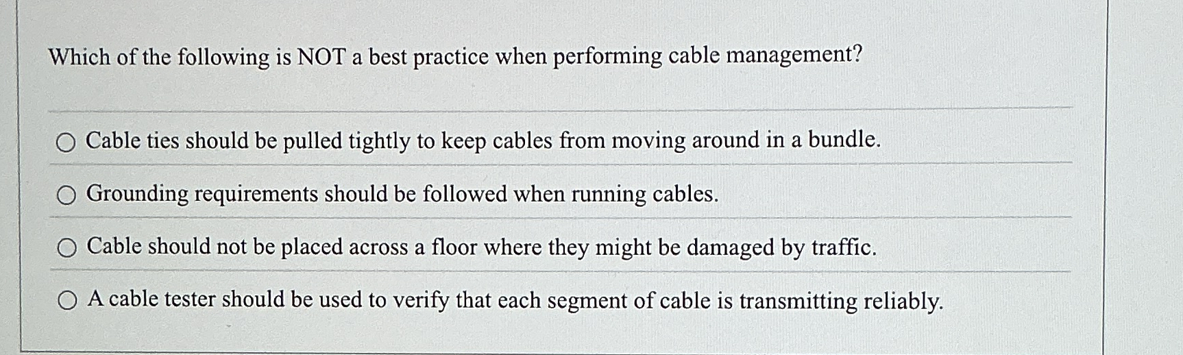 Which of the following is NOT a best practice