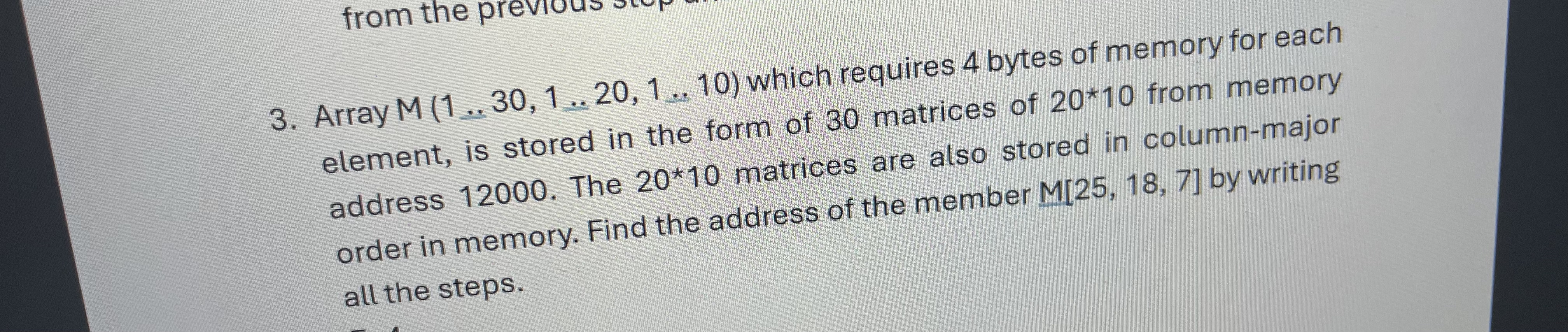 Array . . 1 0 ) which requires 4 bytes of memory