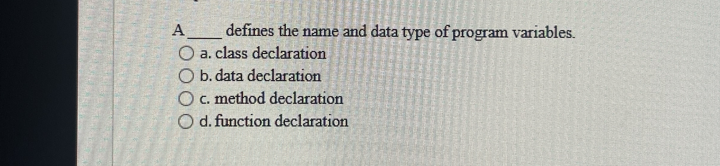 A q , defines the name and data type of program