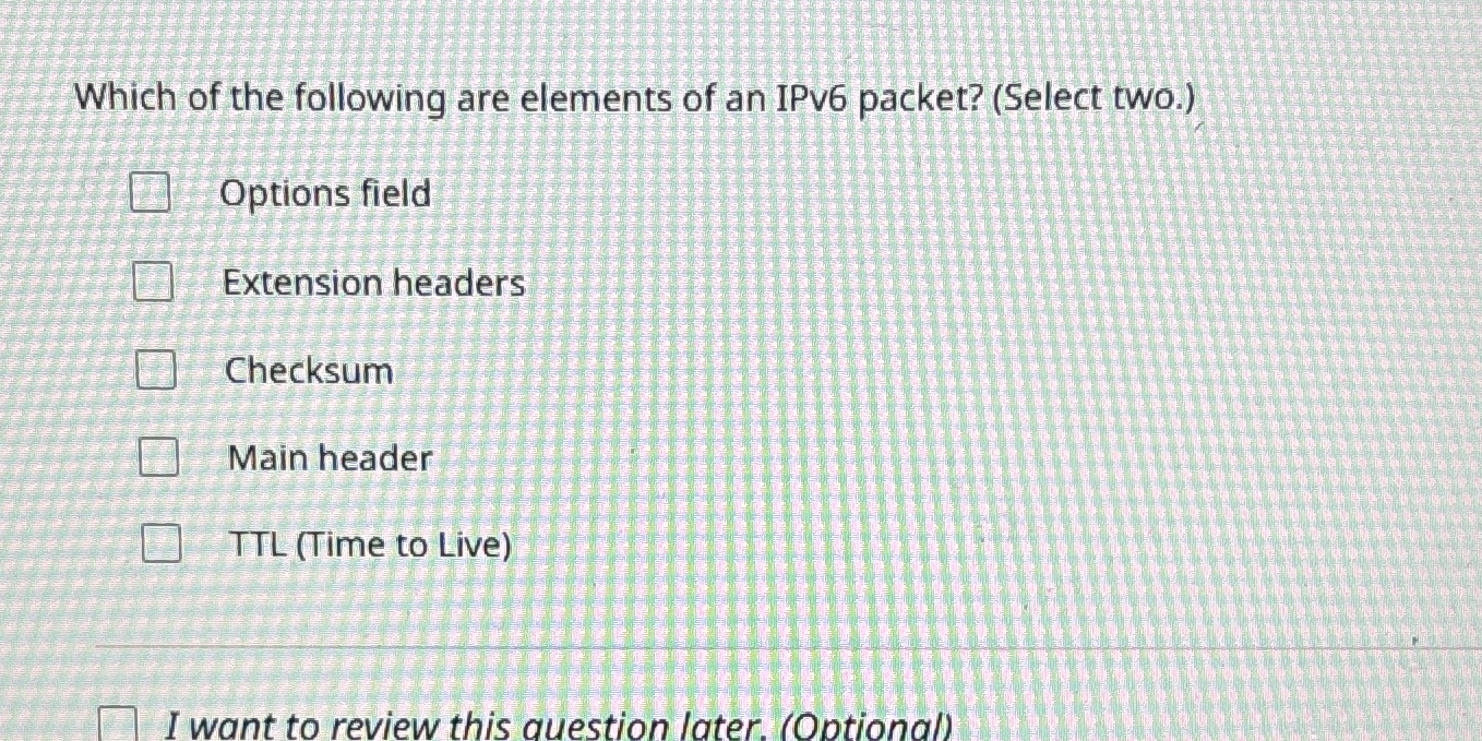 Which of the following are elements of an IPv 6