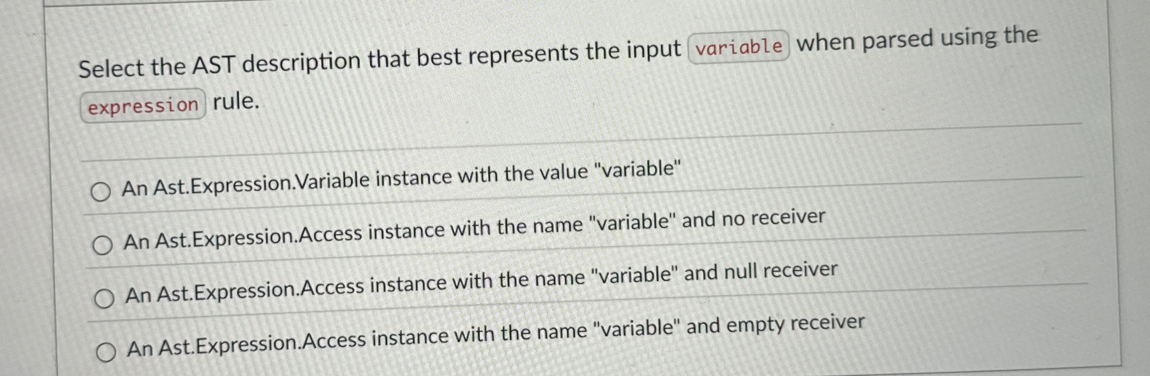 Select the AST description that best represents
