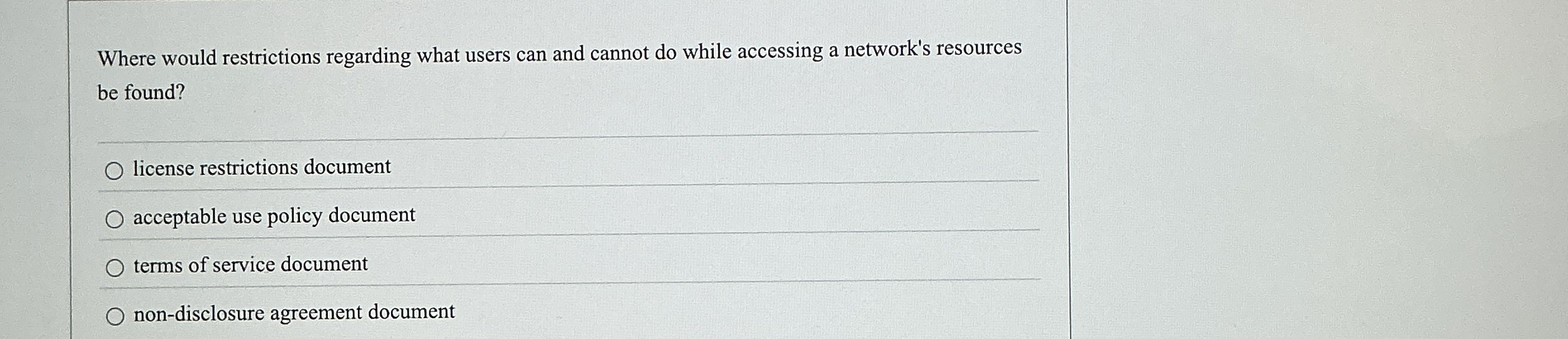 Where would restrictions regarding what users can