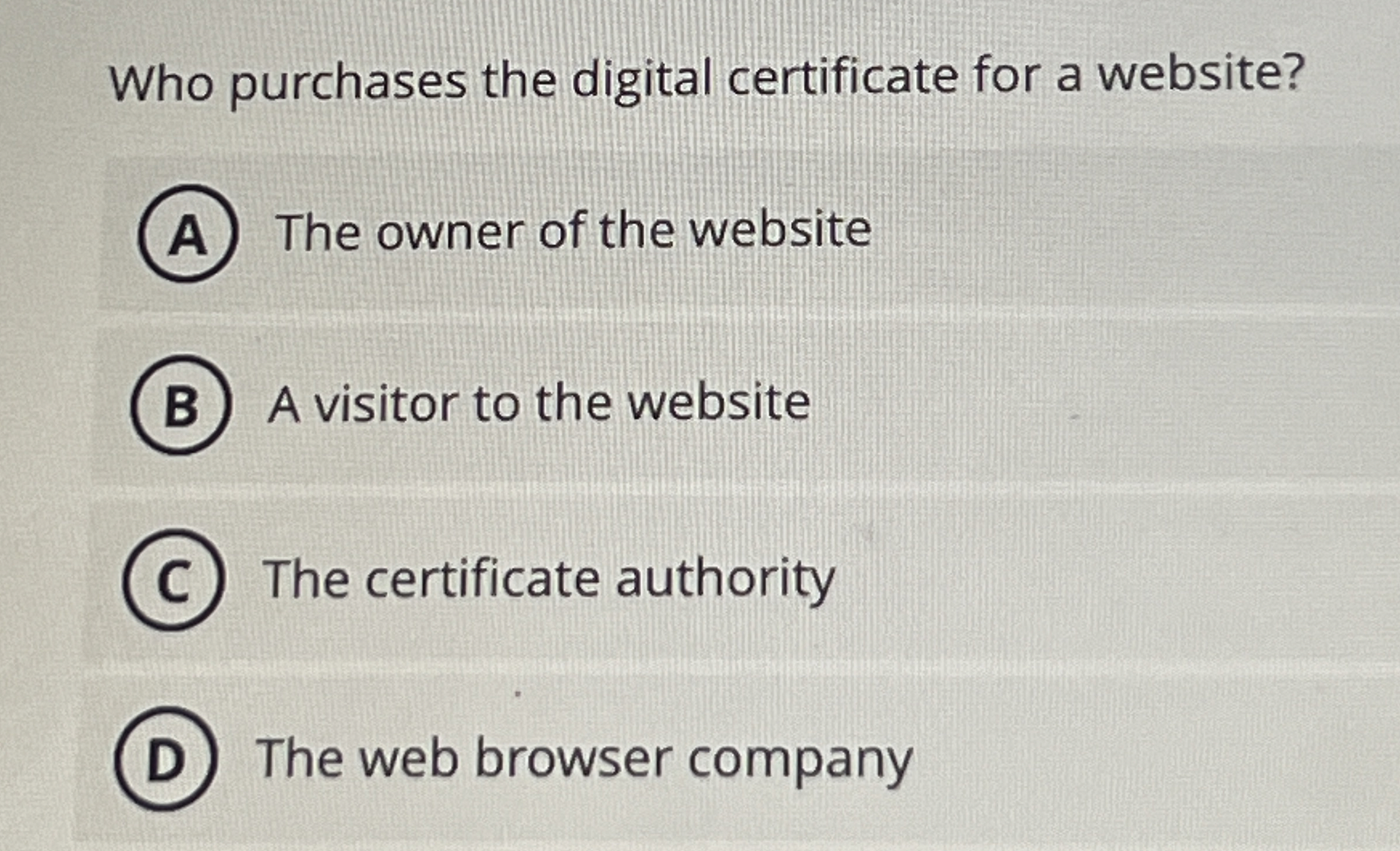 Who purchases the digital certificate for a
