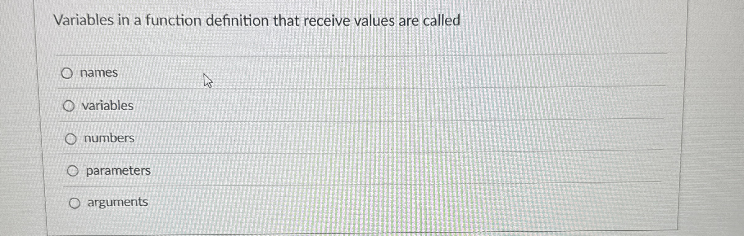 Variables in a function definition that receive