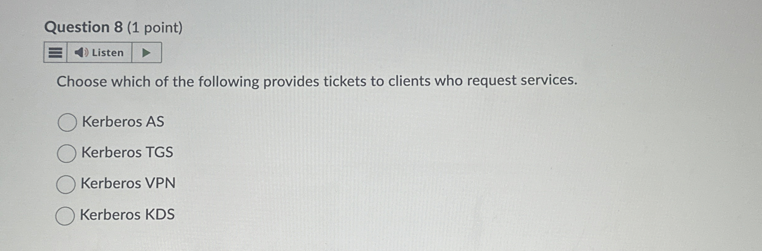 Question 8 ( 1 point ) Choose which of the