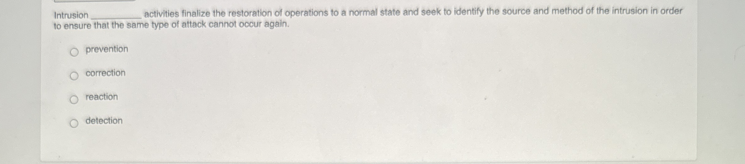 Intrusion activities finalize the restoration of