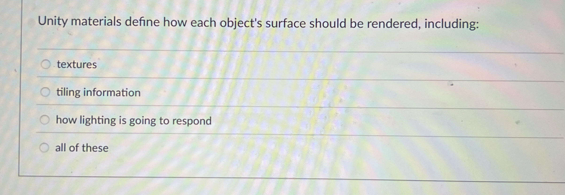 Unity materials define how each object's surface