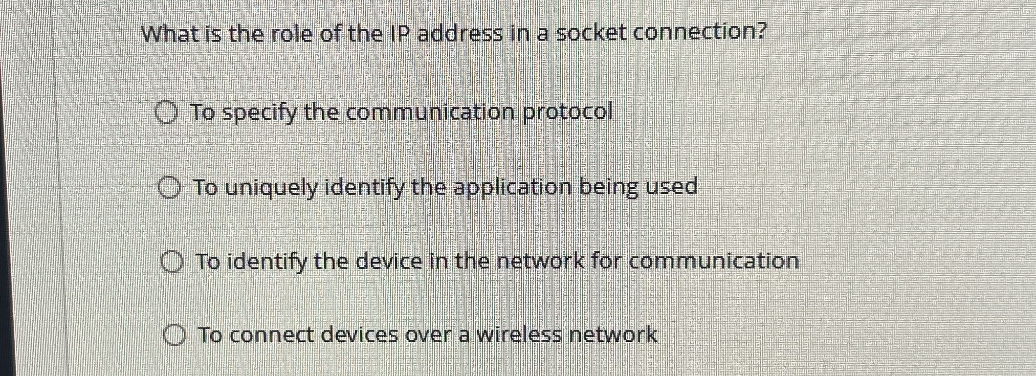 What is the role of the IP address in a socket