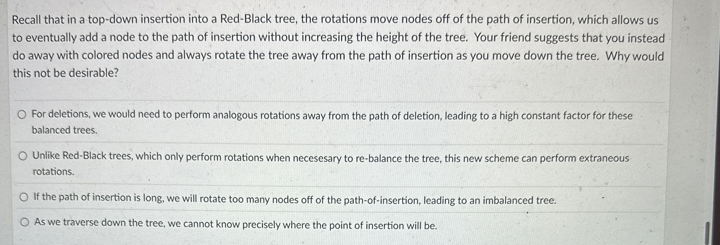 Recall that in a top - down insertion into a Red
