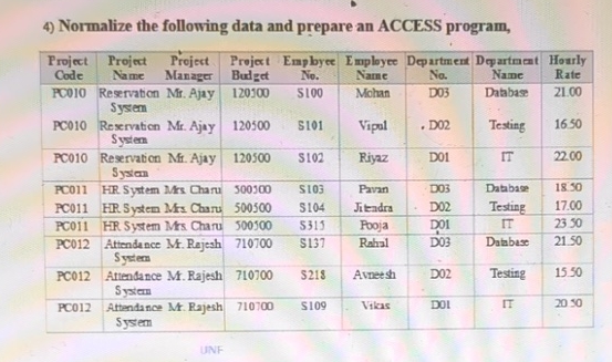 Normalize the following data and prepare an