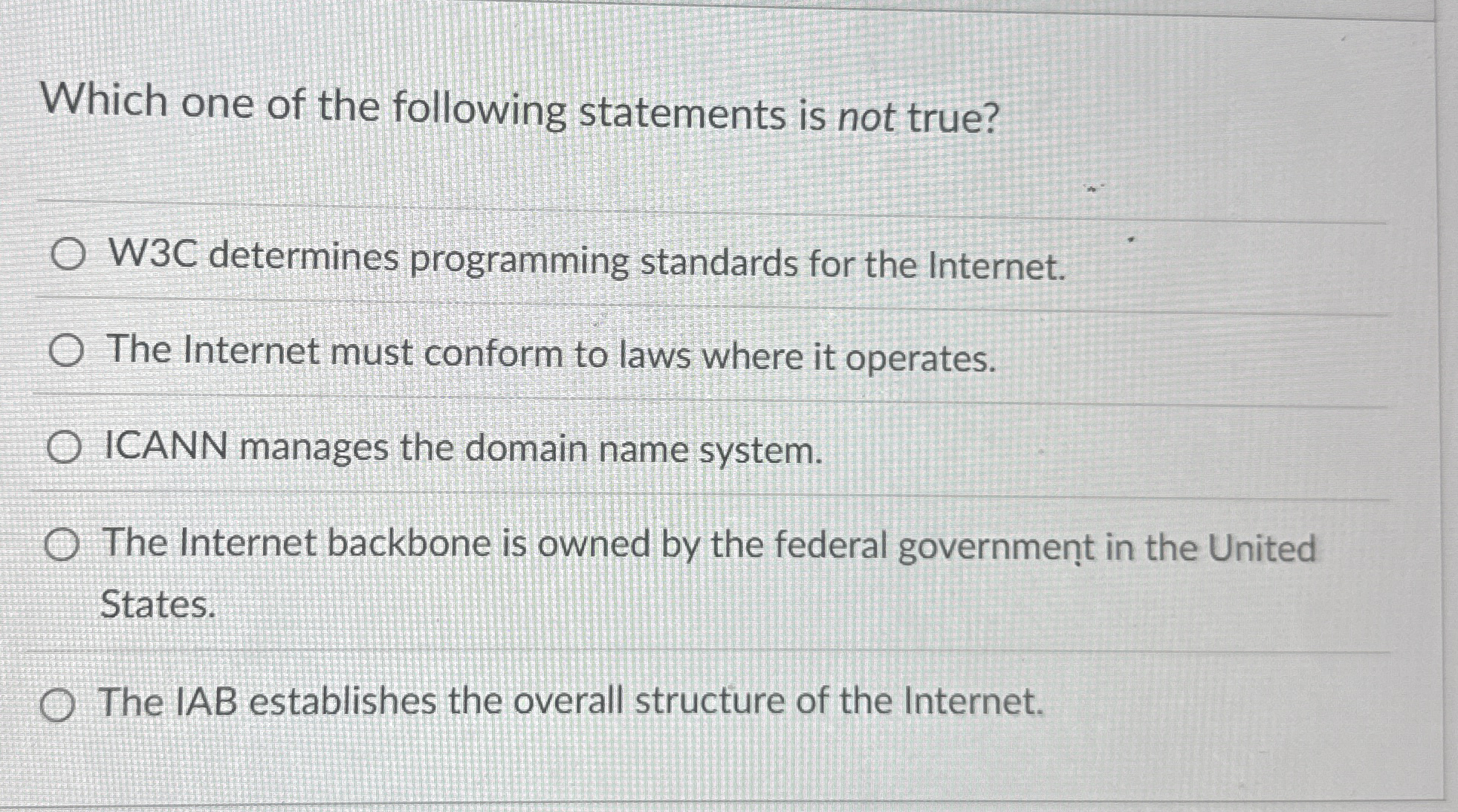 Which one of the following statements is not