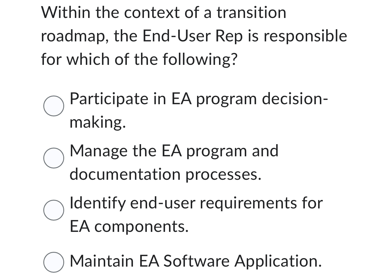 Within the context of a transition roadmap, the