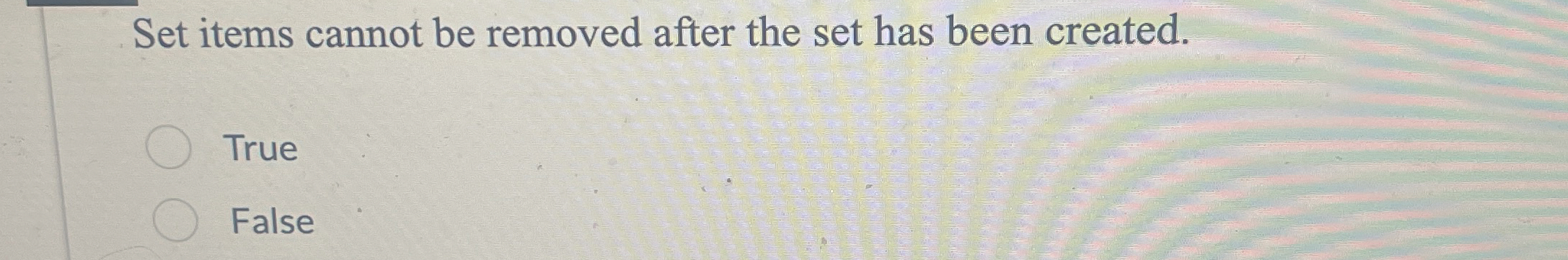 Set items cannot be removed after the set has