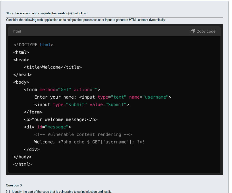 . Study the scenario and complete the question (
