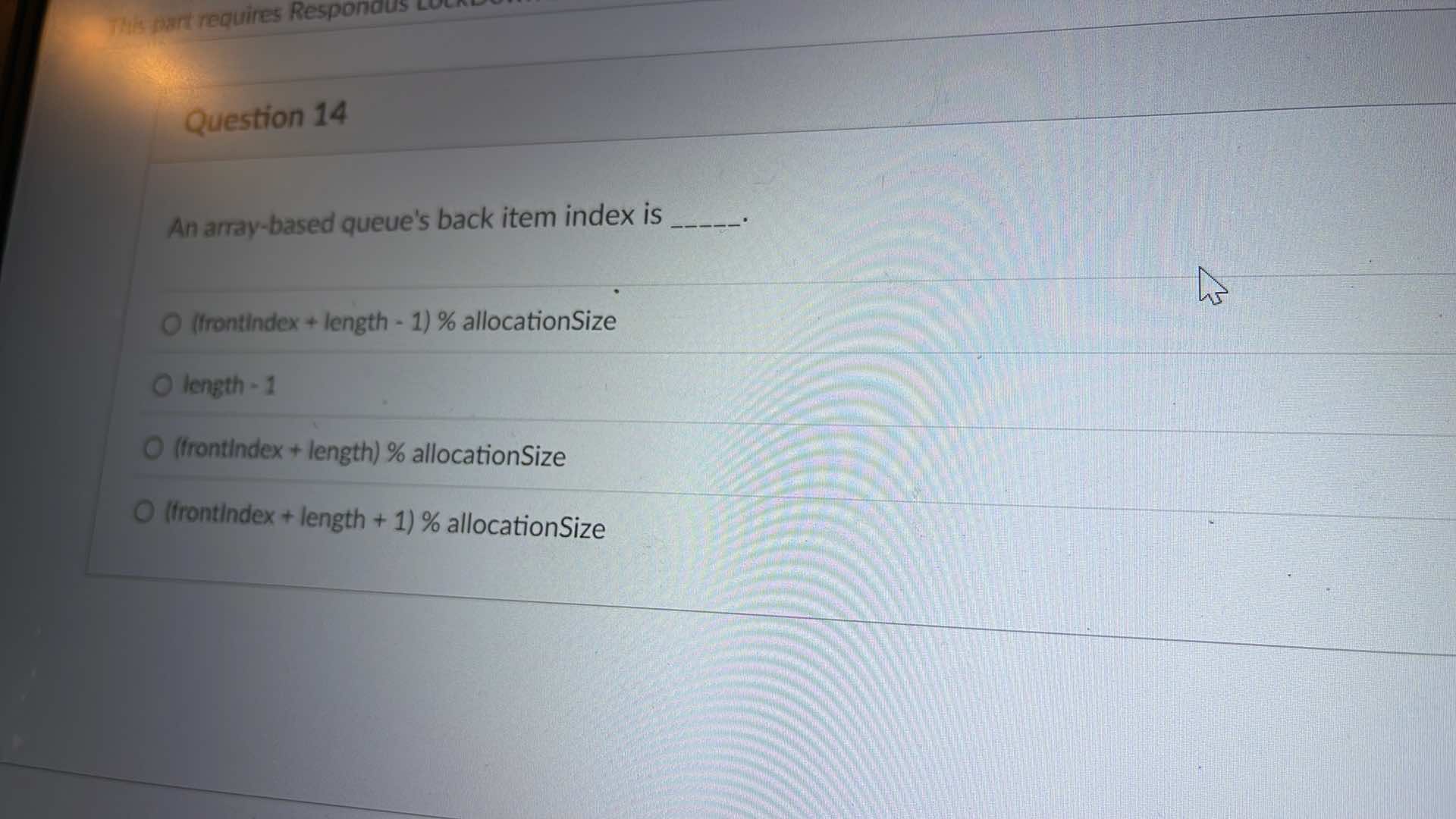 Question 1 4 An array - based queue's back item