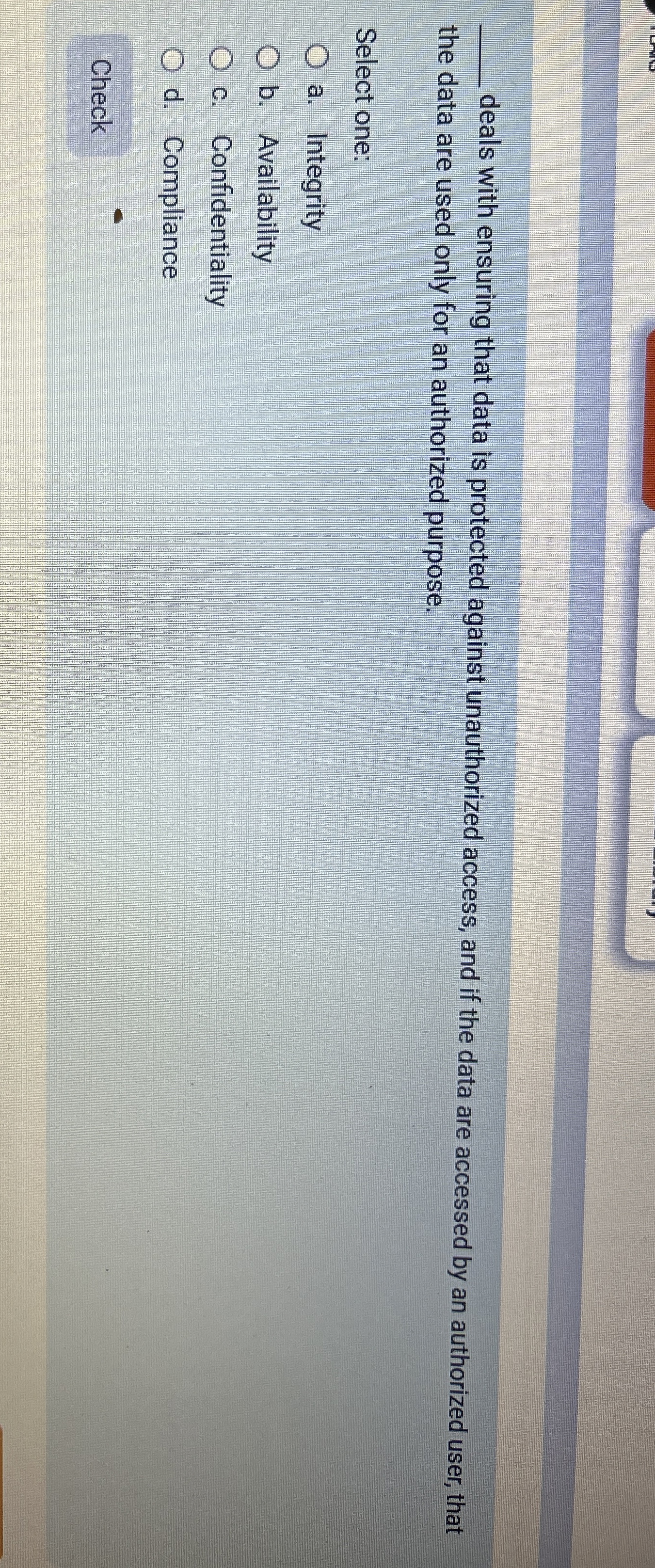 q , deals with ensuring that data is protected