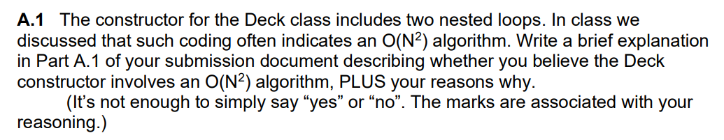 A . 1 The constructor for the Deck class includes