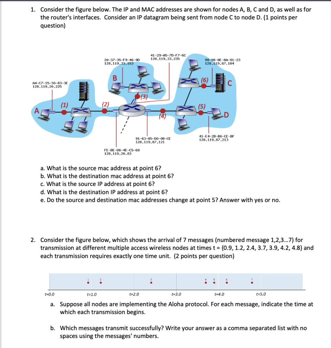1 . Consider the figure below. The IP and MAC