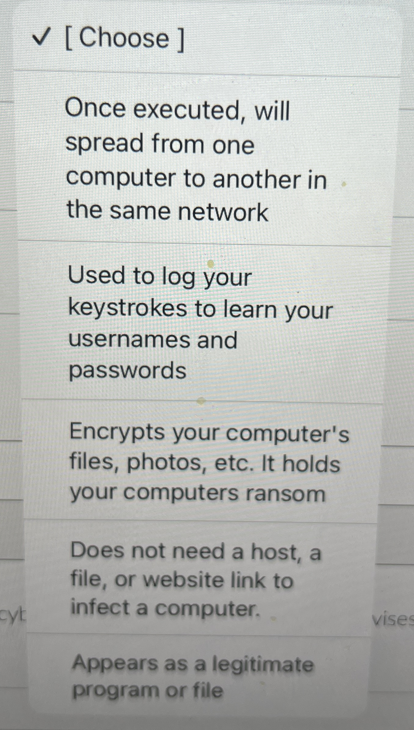 [ Choose ] Once executed, will spread from one