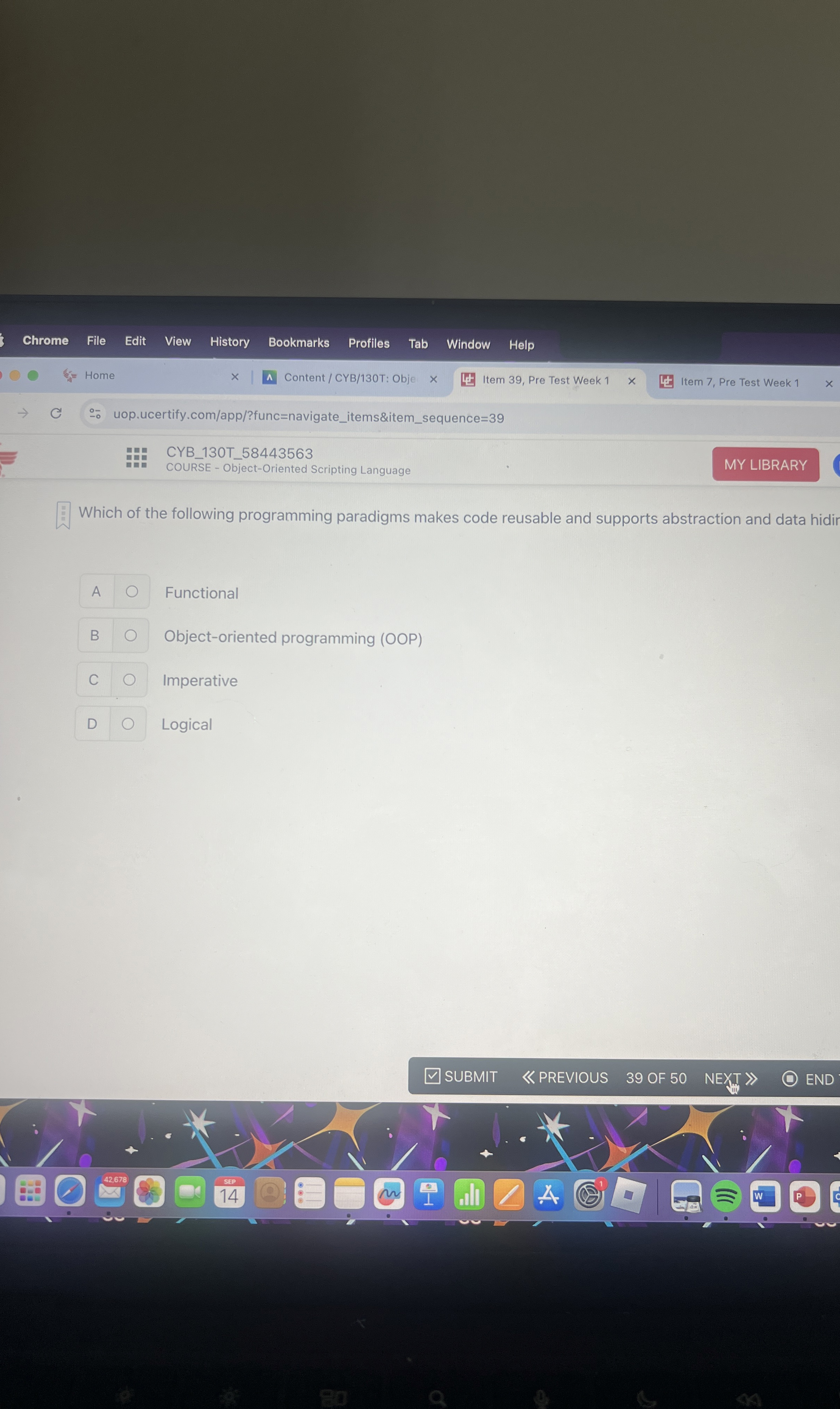 Which of the following programming paradigms