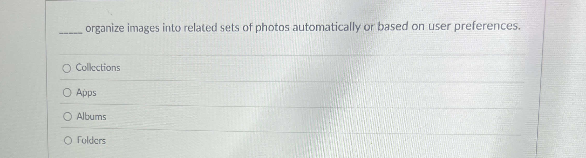 organize images into related sets of photos
