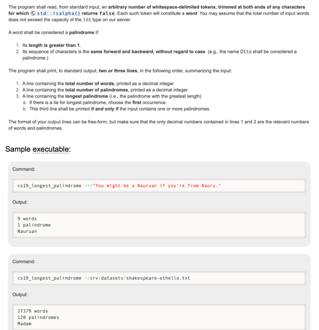 The program shall read, from standard input, an