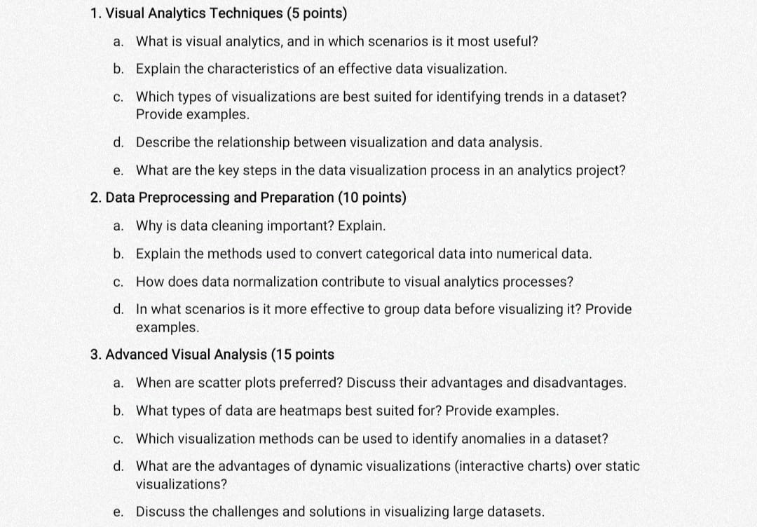 Show me the steps to solve 1 . Visual Analytics