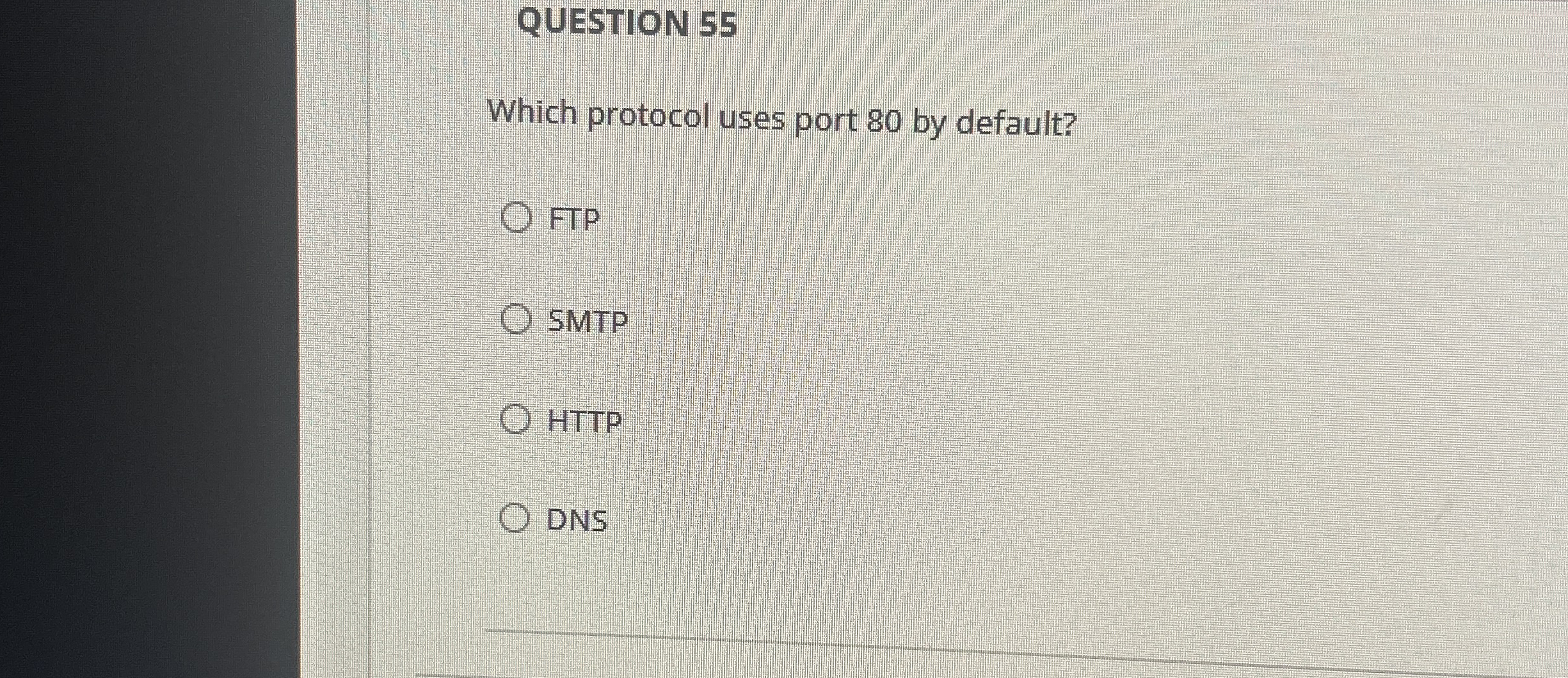 QUESTION 5 5 Which protocol uses port 8 0 by