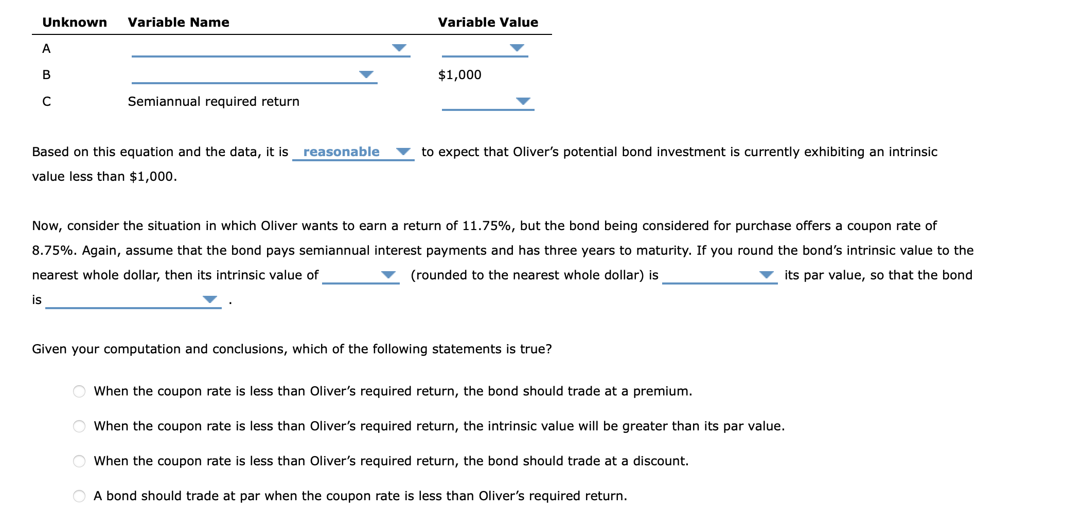 Unknown Variable Name Variable Value A v v B V