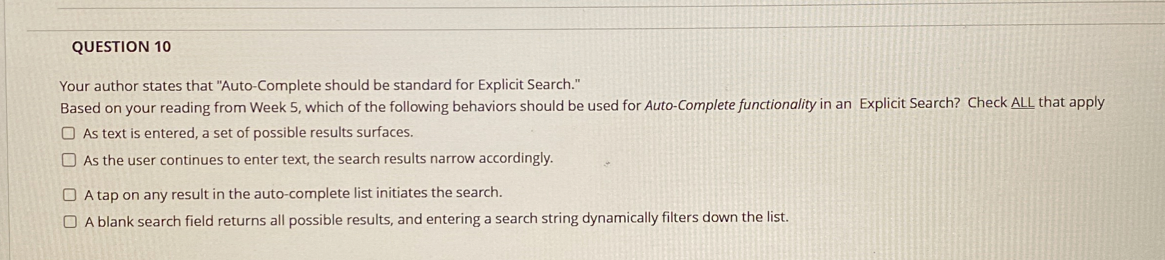 QUESTION 1 0 Your author states that "Auto -