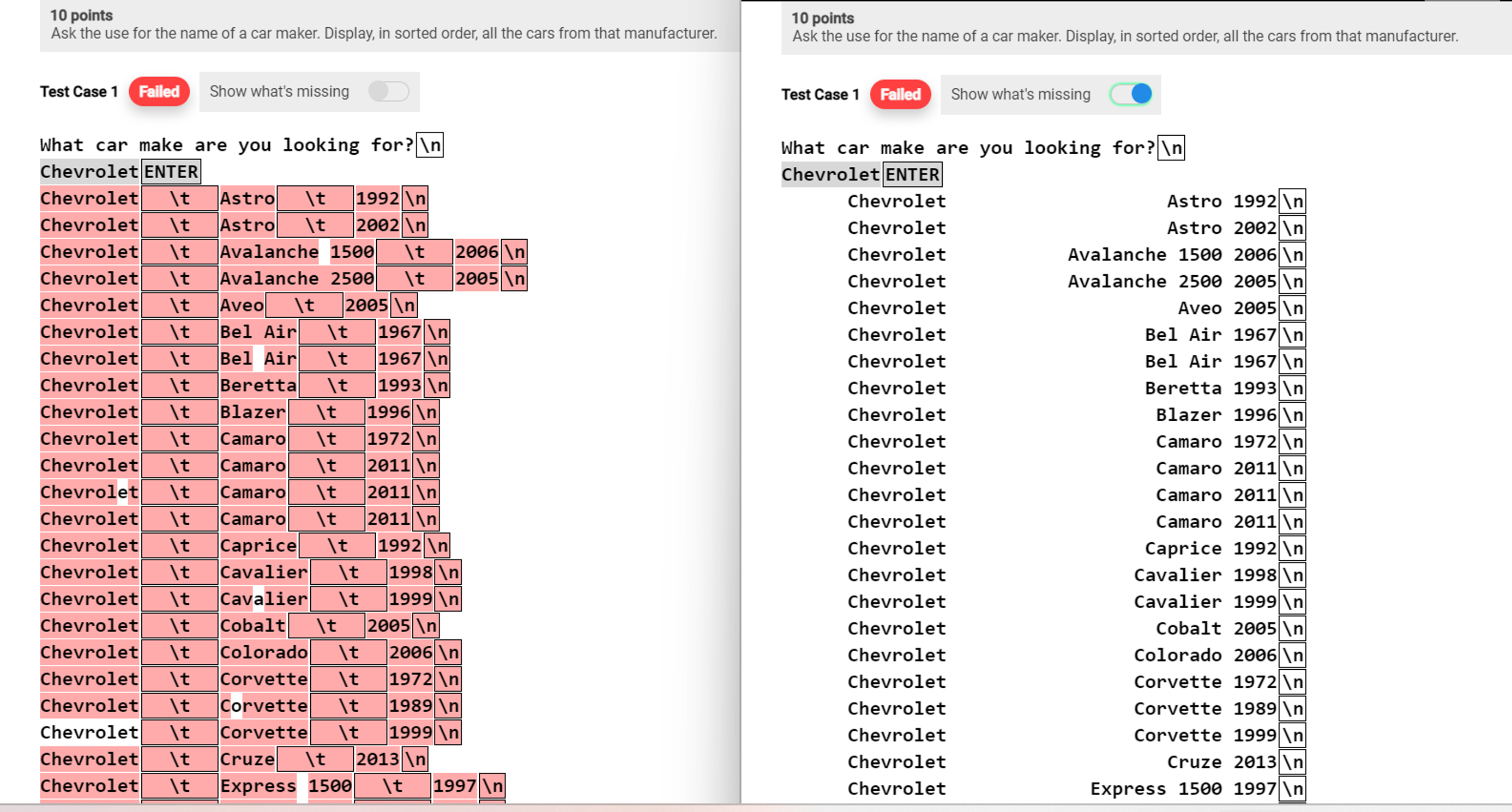 My code is outputting in red as shown on the left