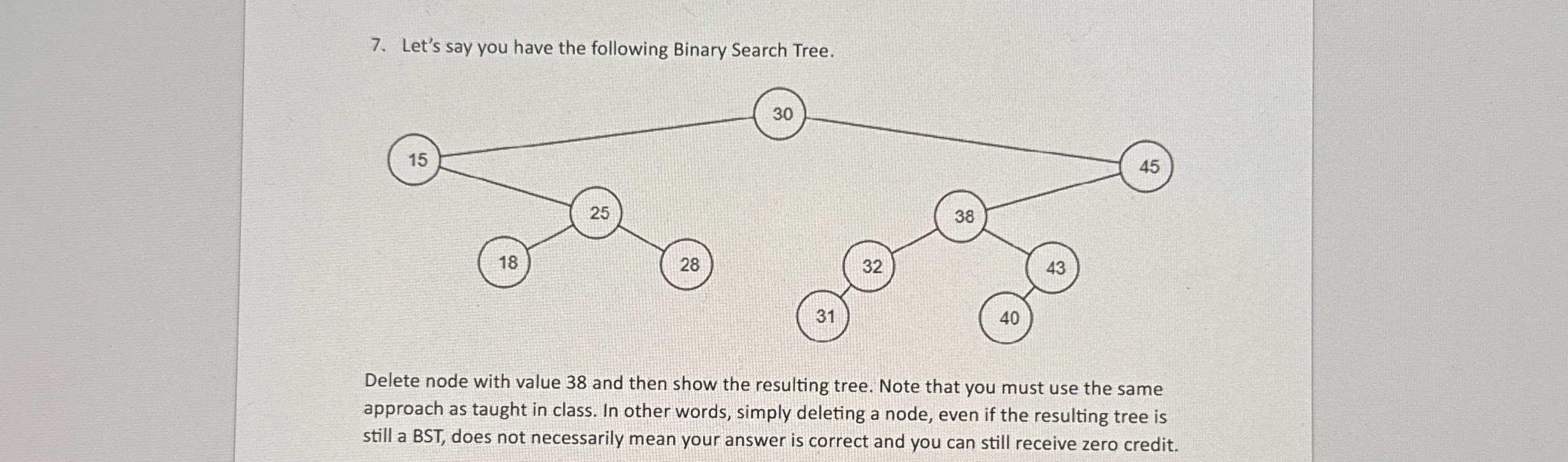 Let's say vou have the following Binarv Search