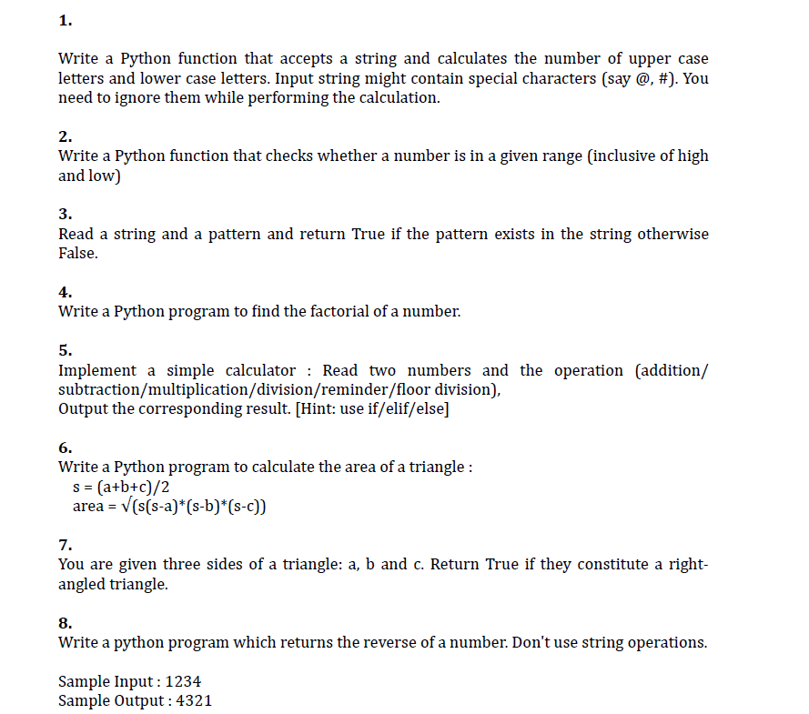 1 . Write a Python function that accepts a string