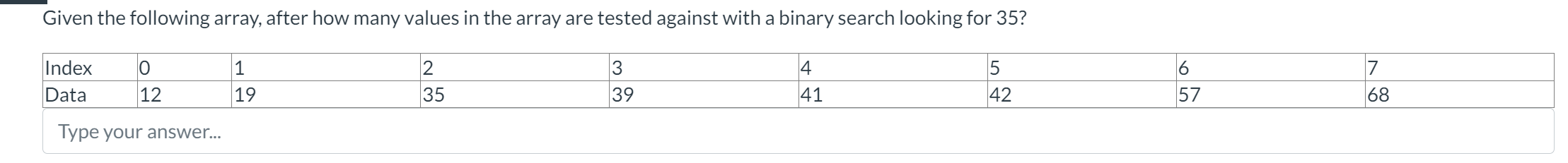 Given the following array, after how many values