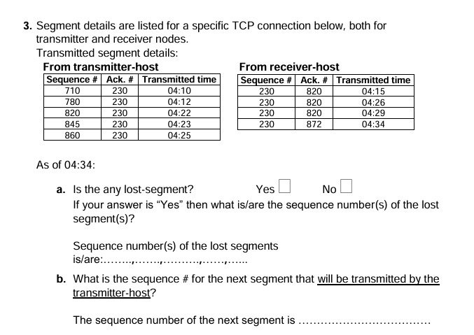 Segment details are listed for a specific TCP