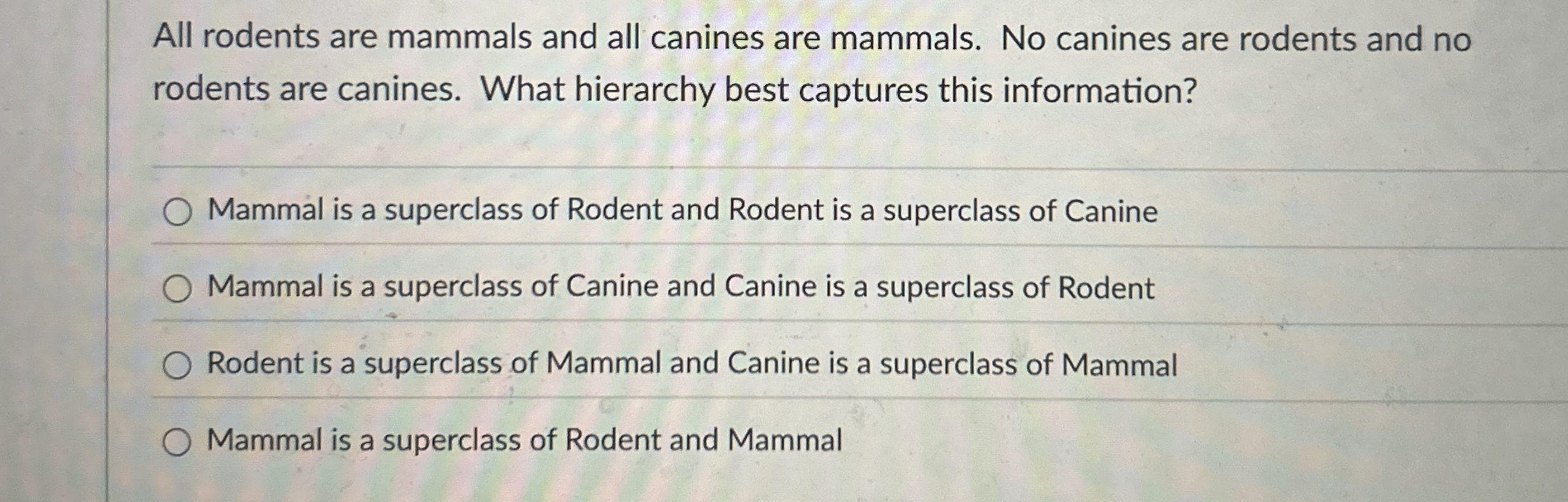 All rodents are mammals and all canines are