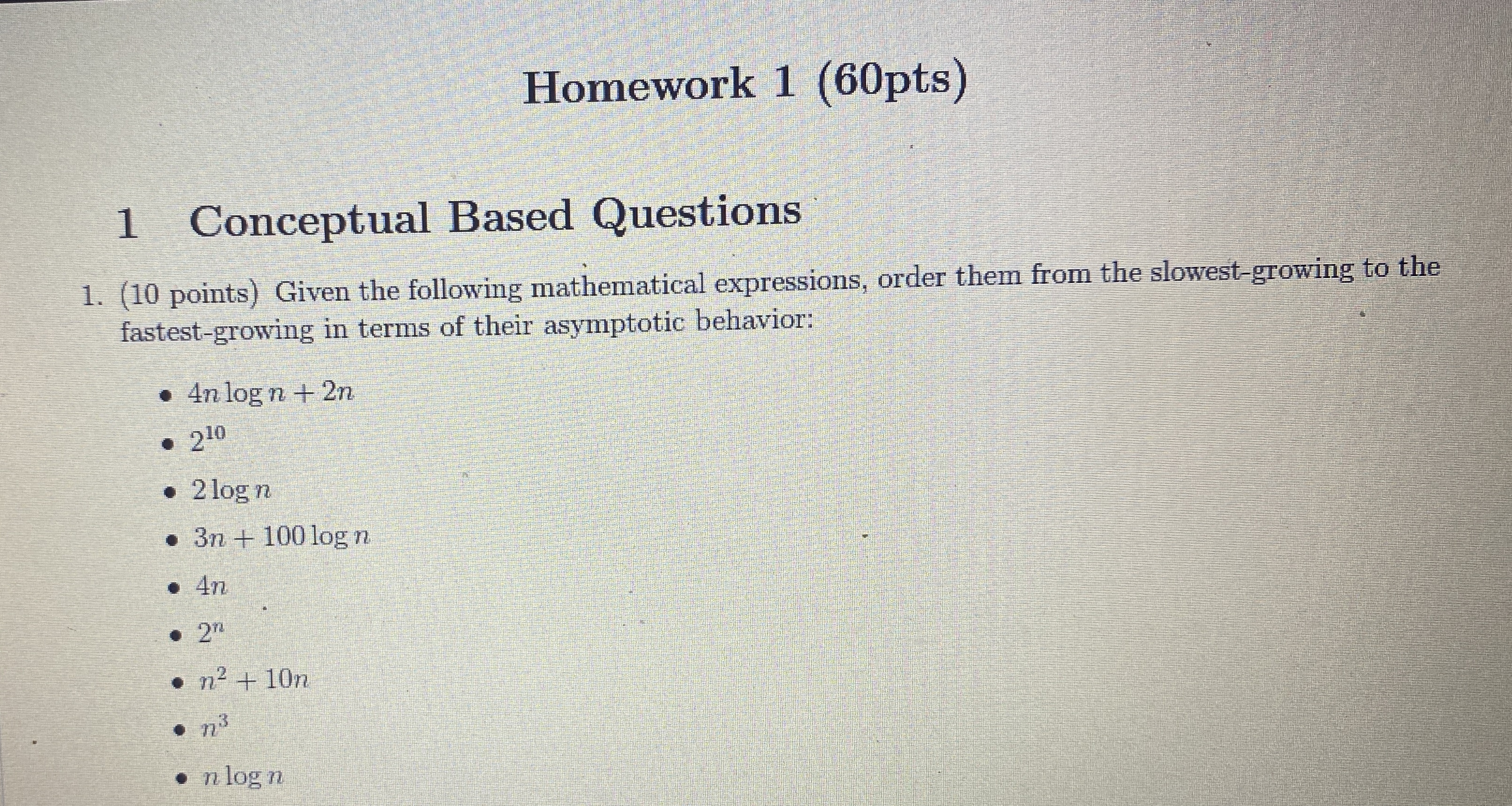 ( 1 0 points ) Given the following mathematical