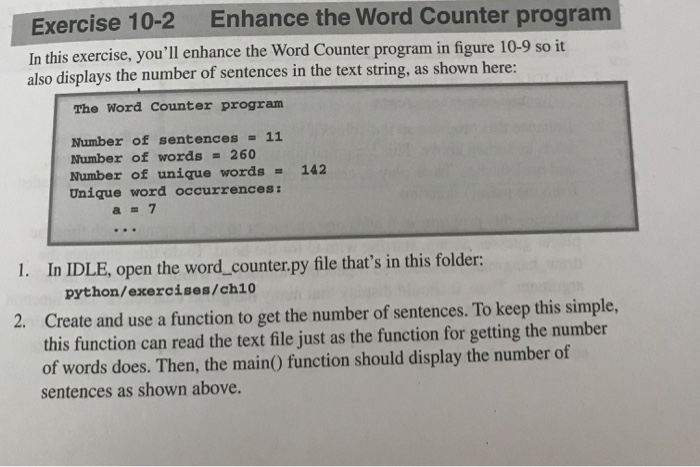 Exercise 1 0 - 2 Enhance the Word Counter program